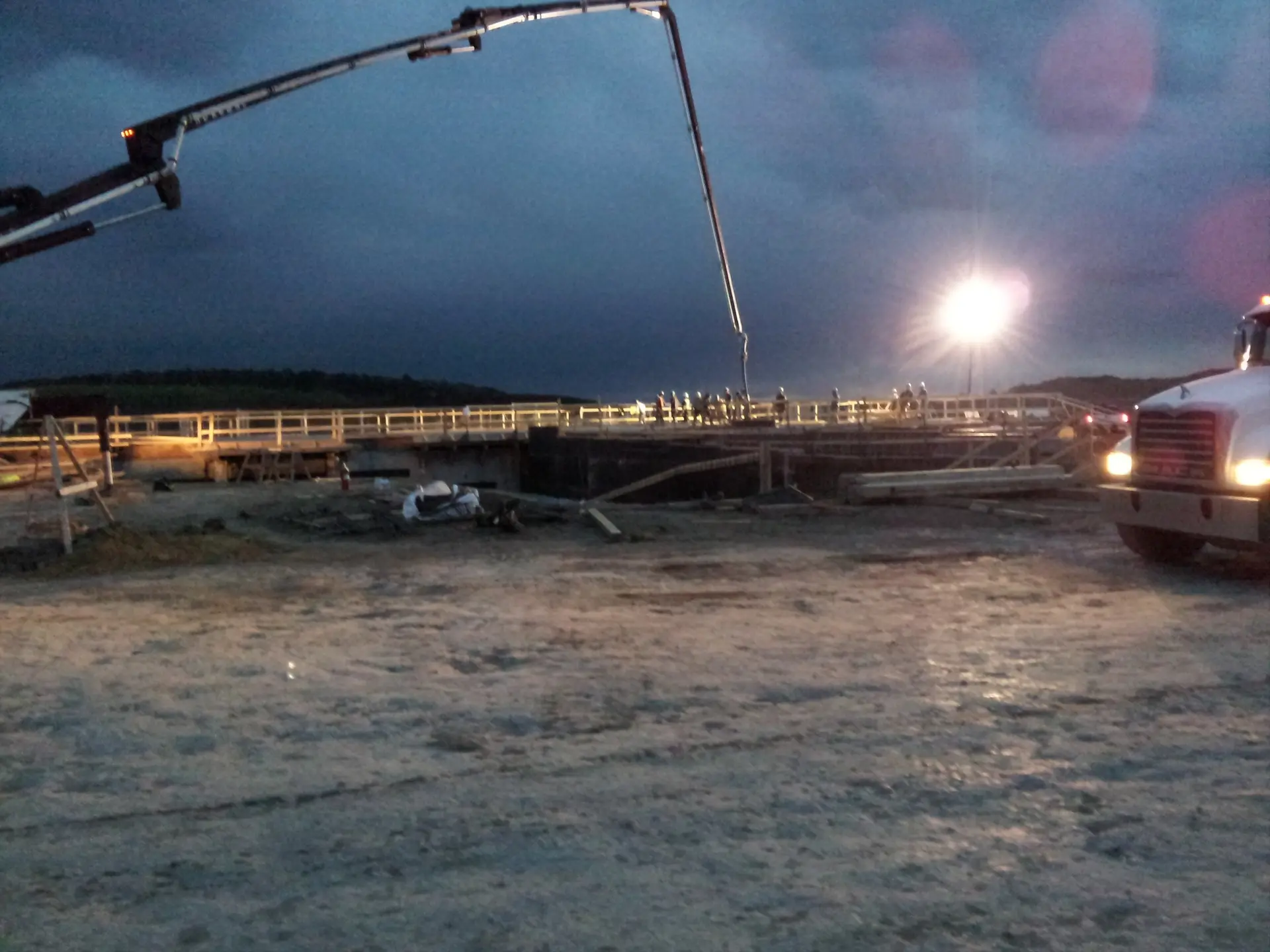Commercial night pour with pump truck