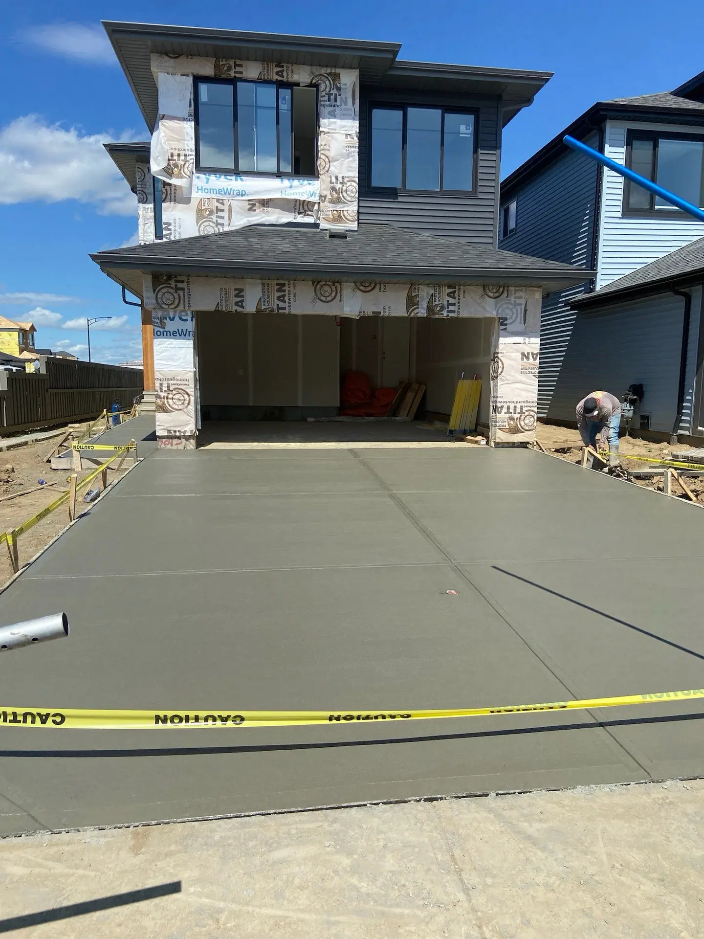 New construction residential driveway fresh pour